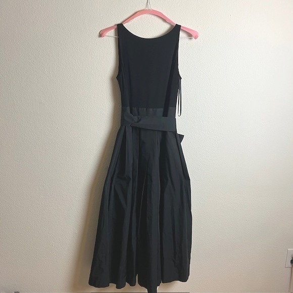 LAUREN Ralph Lauren Black Elegant Midi Dress Party Cocktail Pleated Dark Romance - Picture 2 of 9